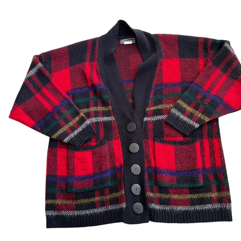 Vintage JJ Browne Plaid Sweater Cardigan L